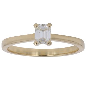 18ct Yellow Gold 0.50ct Emerald Cut Diamond Solitaire Ring