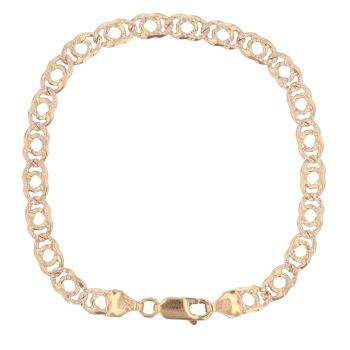 9ct Yellow and White Gold Diamond Cut Fancy Bracelet 7"