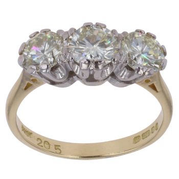 18ct Yellow Gold 2.05ct Brilliant Cut Tinted Diamond Trilogy Ring