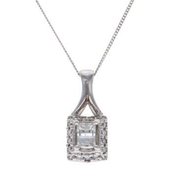 18ct White Gold 0.80ct Brilliant Cut Diamond Cluster Pendant and Chain 18"