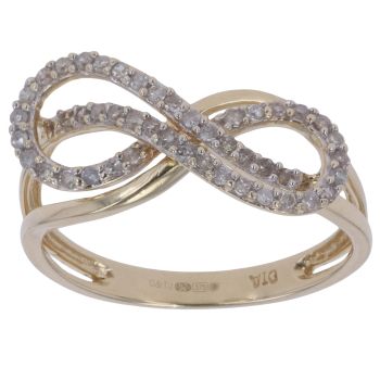 9ct Yellow Gold 0.50ct Brilliant Cut Diamond Infinity Ring