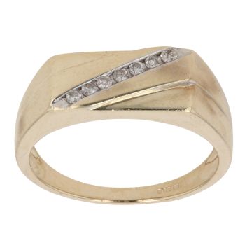 9ct Yellow and White Gold 0.15ct Diamond Signet Ring