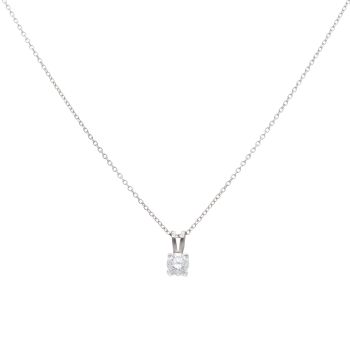 18ct White Gold 0.35ct Brilliant Cut Diamond Solitaire Pendant and Chain 18"