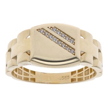 14ct Yellow Gold Cubic Zirconia Signet Ring