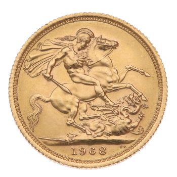 1968 Elizabeth II First Portrait UK Full Sovereign Coin