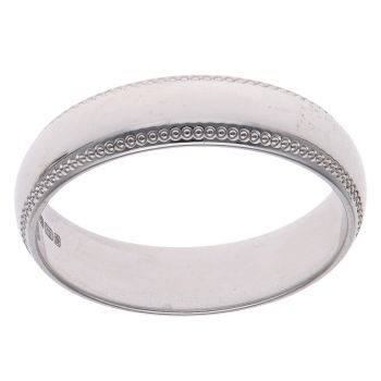 9ct White Gold Milgrain Wedding Band 5mm