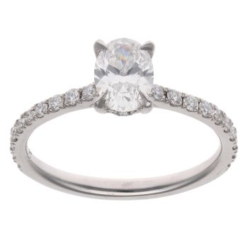 Platinum 1.50ct Oval and Brilliant Cut Lab Grown Diamond Solitaire Ring