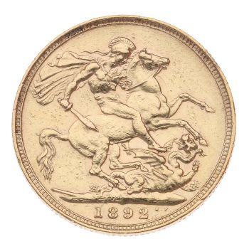1892 Victoria Jubilee Head UK Full Sovereign Coin