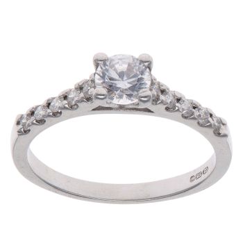 9ct White Gold Cubic Zirconia Solitaire Ring