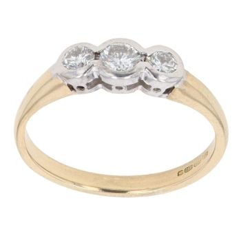 18ct Yellow Gold 0.30ct Brilliant Cut Diamond Trilogy Ring