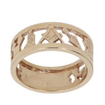 9ct Yellow Gold Cut Out Masonic Ring