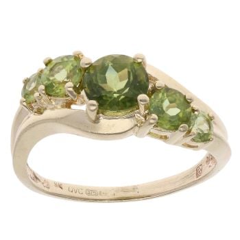9ct Yellow Gold Peridot Five Stone Twist Ring