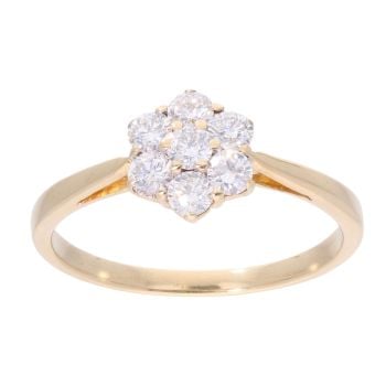 18ct Yellow Gold 0.50ct Diamond Cluster Ring