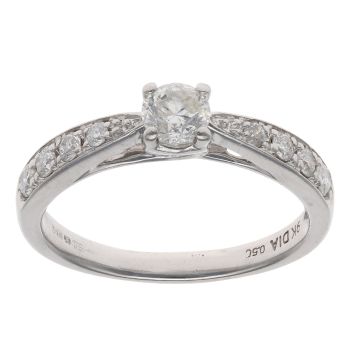 9ct White Gold 0.50ct Brilliant Cut Diamond Solitaire Ring