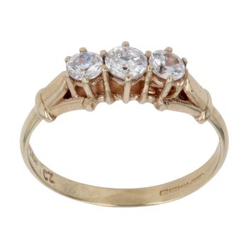 9ct Yellow Gold Cubic Zirconia Three Stone Ring
