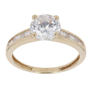14ct Yellow Gold Cubic Zirconia Single Stone Ring