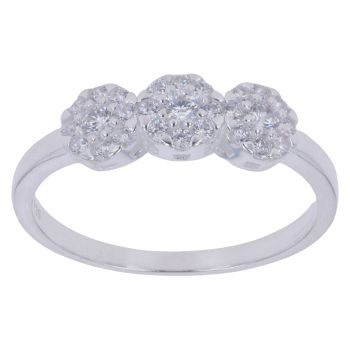 Silver Cubic Zirconia Trio Cluster Ring By Icesia