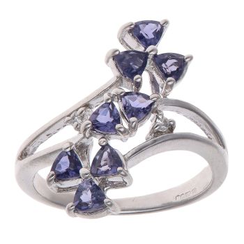 9ct White Gold Cubic Zirconia and Iolite Fancy Ring
