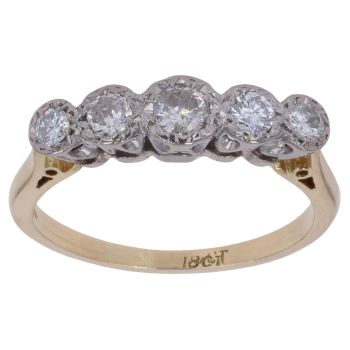 18ct Yellow Gold 0.50ct Brilliant Cut Diamond Five Stone Ring