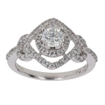 14ct White Gold 1.00ct Brilliant Cut Diamond Cluster Ring