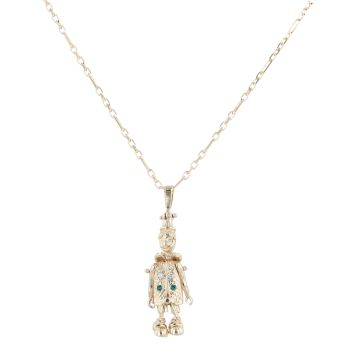 9ct Yellow Gold Mixed Gemstone Clown Pendant and Chain 20"