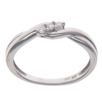 9ct White Gold 0.06ct Brilliant Cut Diamond Twist Trilogy Ring