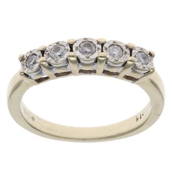 9ct Yellow Gold 0.15ct Diamond Five Stone Ring