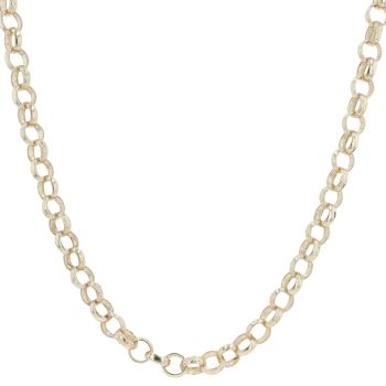 9ct Yellow Gold Patterned and Plain Belcher Chain 20"