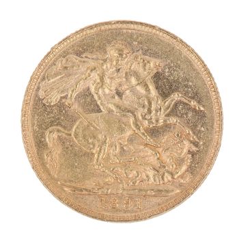 1891 Victoria Jubilee Head UK Full Sovereign Coin