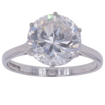 9ct White Gold Cubic Zirconia Single Stone Ring