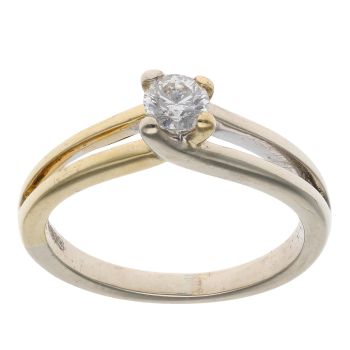 18ct Yellow and White Gold Brilliant Cut 0.25ct Diamond Solitaire Ring