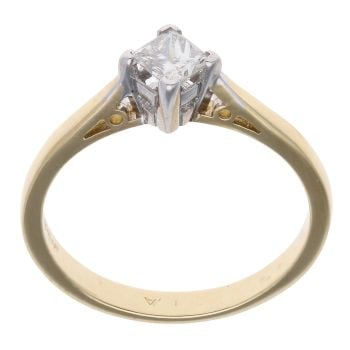 18ct Yellow Gold 0.33ct Princess Cut Diamond Solitaire Ring