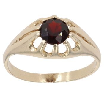 9ct Yellow Gold Garnet Signet Ring