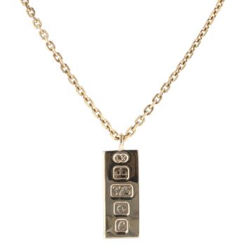 9ct Yellow Gold Ingot Pendant and Chain 26"