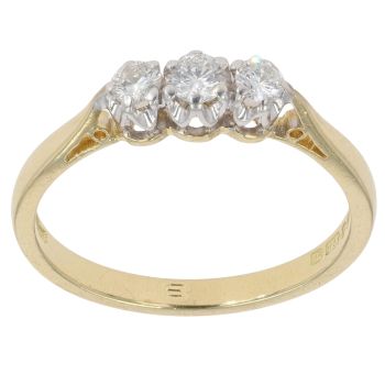 18ct Yellow Gold 0.25ct Brilliant Cut Diamond Trilogy Ring