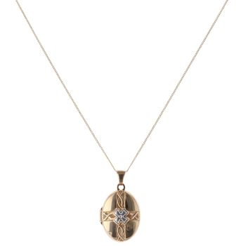 9ct Yellow and White Gold Celtic Cross Locket Pendant and Chain 18"