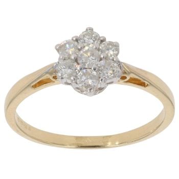 18ct Yellow Gold 0.50ct Brilliant Cut Diamond Cluster Ring