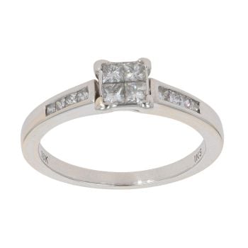 18ct White Gold 0.45ct Princess Cut Diamond Cluster Ring