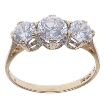 9ct Yellow Gold Cubic Zirconia Three Stone Ring