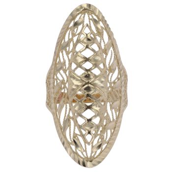 9ct Yellow Gold Patterned Marquise Ring