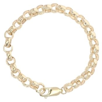 9ct Yellow Gold Patterned Belcher Bracelet 6"