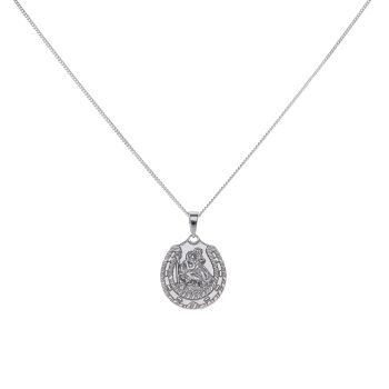 Silver Horseshoe St Christopher Pendant and Chain 22"