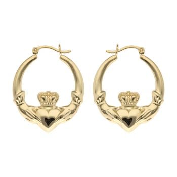 Gold Plated Silver Claddagh Creole Earrings