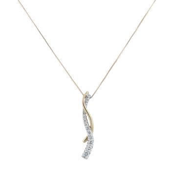 14ct Yellow and White Gold 0.50ct Brilliant Cut Diamond Entwined Pendant and Chain 18"