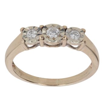 9ct Yellow Gold 0.25ct Brilliant Cut Diamond Trilogy Ring