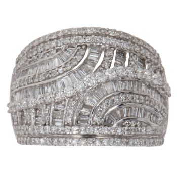 9ct White Gold 1.15ct Brilliant and Baguette Cut Diamond Fancy Ring