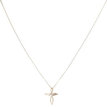 14ct Yellow Gold 0.05ct Diamond Cross Pendant and Chain 16"