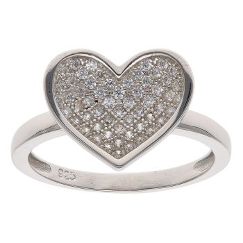 Silver Cubic Zirconia Heart Ring By Icesia