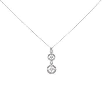 18ct White Gold 0.80ct Brilliant Cut Diamond Cluster Pendant And Chain 18"