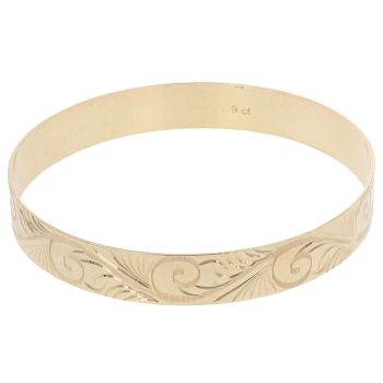 9ct Yellow Gold Swirl Patterned Bangle